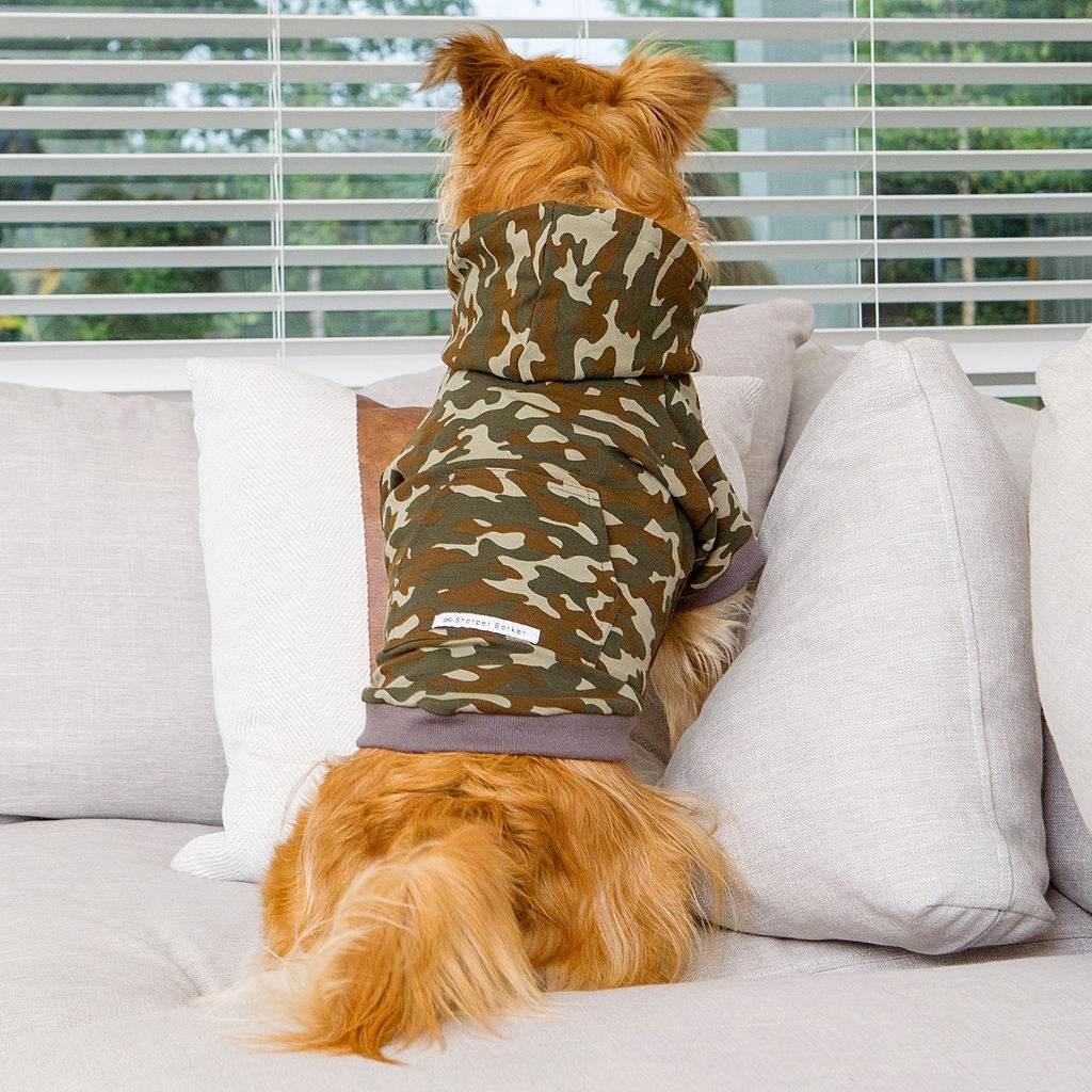 green camo dog hoodie, hoodies for big dogs, camouflage dog clothes